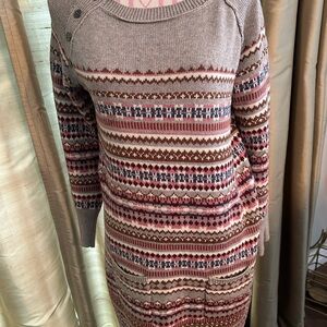 Sundance Pink and Brown Patterned Midi Dress